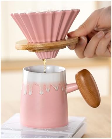 3pcs/set Pink Pour Over Coffee Set, Hand Brew Maker, Ceramic Pot Filter Dripper Accessories(1pc Coffee Filter) - Image 6