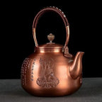 Cast Iron Copper Teapot Tetsubin Japanese Style Uncoated Kettle 2200ml, Artisan Patterned Tea Pot For Brewing & Gifts - Image 3