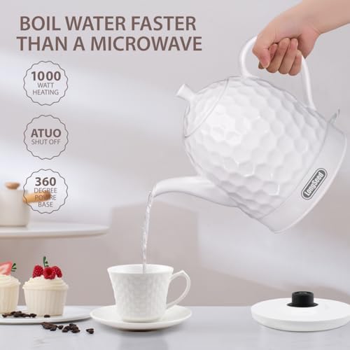 Ceramic Electric Kettle 1 Quarts, 1000W Hot Water Boiler, Automatic Shut-off, BPA-Free, Teapot Rapid Boil For Coffee & Tea, Boil-Dry Protection, White Gooseneck - Image 7