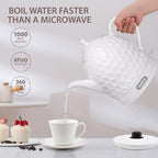 Ceramic Electric Kettle 1 Quarts, 1000W Hot Water Boiler, Automatic Shut-off, BPA-Free, Teapot Rapid Boil For Coffee & Tea, Boil-Dry Protection, White Gooseneck - Image 7
