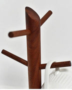 Cup Holder Cup Stand Ebony Wooden Nordic Style Mug Tree Holds 4 or 6 Cups Drains Cups Cup Storage Retro Cup Stand Cup Rack Space Saving Drying Coffee Cup Holder Kitchen Storage (Holds 6 Cups + Concav - Image 4