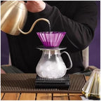 Ceramic Coffee Filter Cup Reusable Filters Maker With Wood Stand Funnel Dripper Cake Accessories(Red) - Image 6
