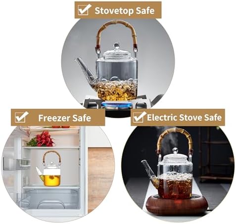 1350ml/46OZ Glass Teapot with Removable Infuser and Lid, Stovetop Safe, Glas Tea Pot for Blooming and Loose Leaf Tea Maker - Image 5