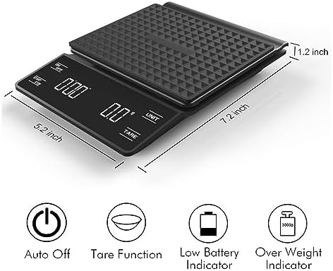 3kg/0.1g Digital Kitchen Weight Grams Electronic Balance High Precision Coffee Scale Portable with Timer Food Espresso(Rechargeable version-01) - Image 5