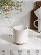 Kanwone Coffee Mugs 16oz, Stoneware Mugs Set, Ceramic Coffee Cups with Handle for Latte, Hot Tea, Cappuccino, Cocoa, Housewarming Wedding Gift, Microwave and Dishwasher Safe, Set of 6, Neutral White - Image 2
