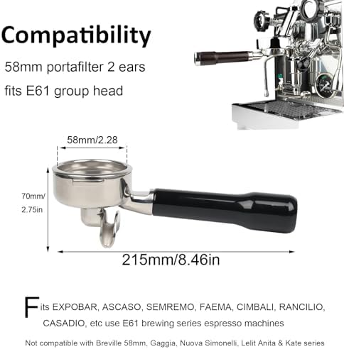 58mm Portafilter Double Spout Compatible with E61 Group Head - Image 2