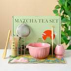 8-Piece Matcha Set - Complete Japanese Matcha Whisk & Bowl Kit with Bamboo Whisk, Sifter, Scoop & Towel – Ideal Beginner Matcha Making Set for Traditional Ceremonial Grade Matcha Tea (Pink) by Unknown