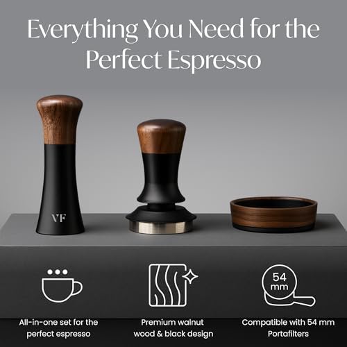 Espresso Accessories Kit for 54mm Portafilter – Premium Matching Barista Tools Set with Durable Aluminum and Real Walnut Wood – Espresso Tamper, WDT Tool and Magnetic Dosing Funnel – Black & Walnut - Image 7