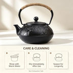 Japanese Style Tea Pot Kettle Tetsubin Gift Cast Iron Teapot with Stainless Steel Infuser for Stovetop Safe Coated with Enameled Interior (Maple Leaf, 30oz/900ml) - Image 2