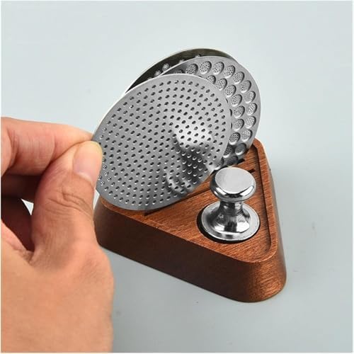 Espresso Puck Screen Set with Magnetic Extractor & Wooden Stand, 3pcs Reusable Stainless Steel Puck Screens for 51mm/53.5mm/58mm Portafilter Espresso Machine Accessories 51mm - Image 4