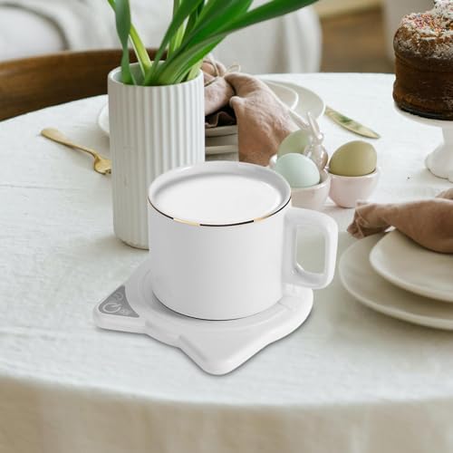 Electric Coffee Warmer USB Warmer Coaster Mug Heating Pad Intelligent Cup Warmer Tea Warmer for Tea Water Beer Desk, White - Image 5