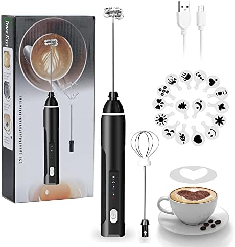 Milk Frother Handheld, 3-Speed USB Rechargeable Electric Coffee Milk Frother, Foam Maker for Latte Cappuccino, Double Whisk Drink Mixer for Frappe Hot Chocolate Cream & Bulletproof Coffee by Unknown
