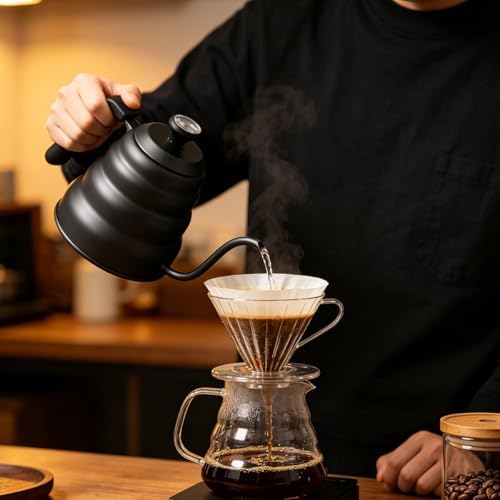 Gooseneck Kettle 1200ml for Pour Over Coffee Stovetop – Stainless Steel Coffee Pot with Precision Spout, 304 Food-Grade BPA-Free, Heat-Resistant Handle, for Gas Electric Ceramic Stove - Image 6