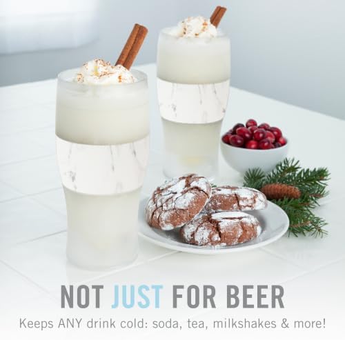 Host Freeze, Frozen Mugs, Freezable Pint Set, Beer Keep Your Drinks Cold, Double Walled Insulated Glasses, Tumbler for Iced Coffee, 16oz, Set of 2, Marble - Image 6