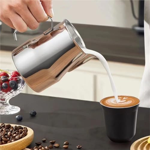 1pc Milk Frothing Pitcher, Stainless Steel Frother Cup with Scale for Steaming Latte Art Cappuccino Coffee Esp(Black-350ml) - Image 4