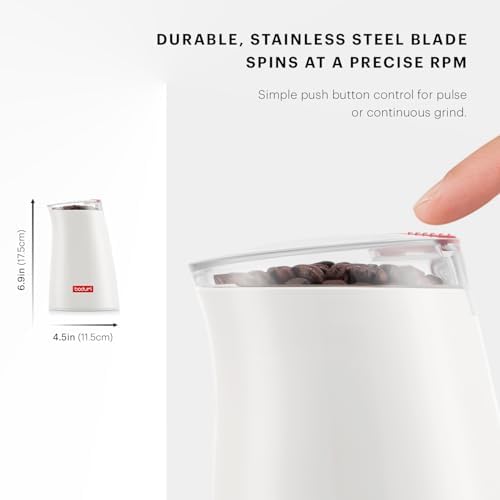 Bodum C-Mill Electric Blade Coffee and Spice Grinder, Stainless Steel Blade, White - Image 4