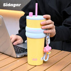 SDGA+ 24 oz Stainless Steel Tumbler with Lid and Straw, Insulated Water Bottle Leak Proof for Hot and Cold, Portable Travel Coffee Mug, Reusable Coffee Cup for Women, Yellow - Image 4