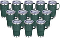 20 oz Stainless Steel Tumbler with Handle Bulk Metal Insulated Tumblers Travel Coffee Mug with Handle Double Wall Tumbler Cup with Lid and Straw, New Dark Green 12 Pack by Abbrevi