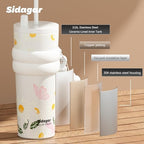 SDGA+ 24 oz Stainless Steel Tumbler with Lid and Straw, Insulated Water Bottle Leak Proof for Hot and Cold, Portable Travel Coffee Mug, Reusable Coffee Cup for Women, Blooming Daisy - Image 7