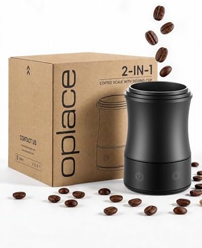 Digital Coffee Scale with Timer, 2-in-1 Espresso Scale & Coffee Dosing Cup, Magnetic Design Fits 54mm & 58mm Portafilter, Rechargeable, Max 500g/0.1g Precision, Auto-Off Setting, Black by Oplace