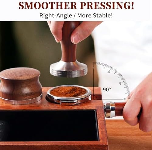 Kmise Natural Walnut Espresso Accessories Organizer Box Fits Espresso Distributor,Tamping Station Base,Tamper Holder-1.5L Coffee Grounds Box (51/54MM) - Image 4