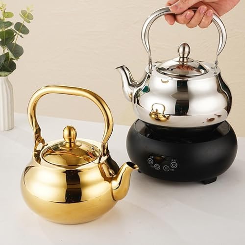 Gold Tea Kettle Stovetop, 304 Stainless Steel Tea Pot, Teapot with Tea Strainer Home Restaurant Induction Cooker - Image 5