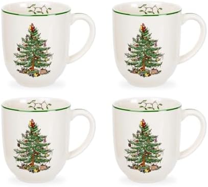 Spode – Christmas Tree – Christmas Tree 14 oz Cafe Mug - Set of 4 by Spode