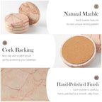 Natural Marble Coaster Set of 4.Round Drinks Coasters,Non-Ceramic/Non-Resin - Image 3