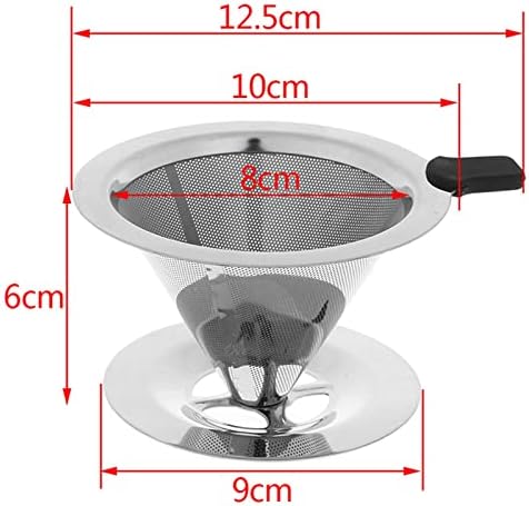 Coffee Filters Reusable Coffee Filter Tea Strainer Stainless Steel Cone Baskets Mesh Dripper with Stand Holder - Image 2