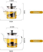 LJYT Glass Teapot Stovetop Safe Glass Teapot with Removable Infuser Stovetop Safe Glass Tea Kettle,Tea Pot for Loose Leaf Tea,for Tea Maker for Home Office (Color : C, Size : 500ML) - Image 3