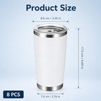 6 Pack 20oz Tumbler Bulk White Stainless Steel Tumbler with Lid - Image 2