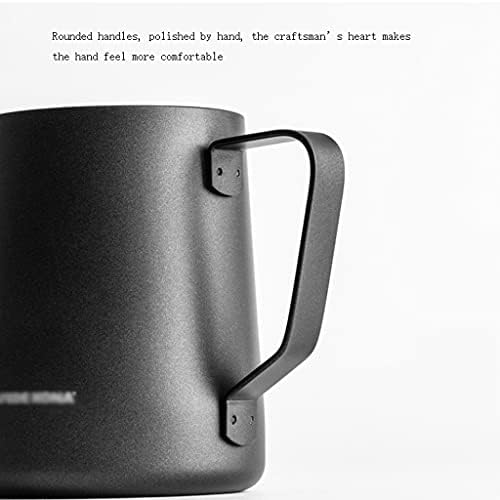 Homemade Stainless Steel Milk Frothing Pitcher Teflon Non-stick Coating Milk Frother Coffee Latte Art Milk Jug Cup Large Capacity Pull flower (Color : Black600ml) - Image 3