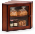 Brown Corner Bread Box, 2 Tier Bamboo Bread Storage for Kitchen Countertop by Unknown