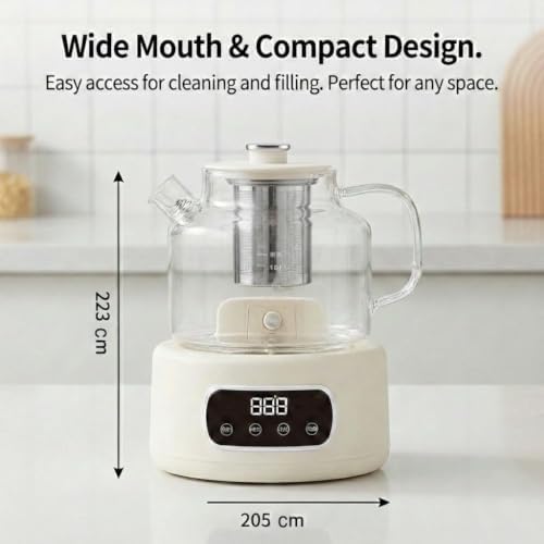 1.2L Glass Tea Kettle Electric with Infuser, Touch Control Smart Brewer - Image 4