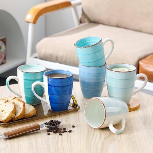 vancasso Bonita Stoneware Coffee Mugs 17oz Large Coffee Mugs, Microwave and Dishwasher Safe, Cold Color, Set of 6 - Image 6