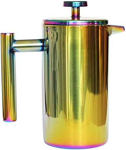 French Press Coffee Maker – 1 or 2 Cups Small Stainless Steel Coffee Maker Double Walled French Press Rainbow 12oz/350ml - Image 7