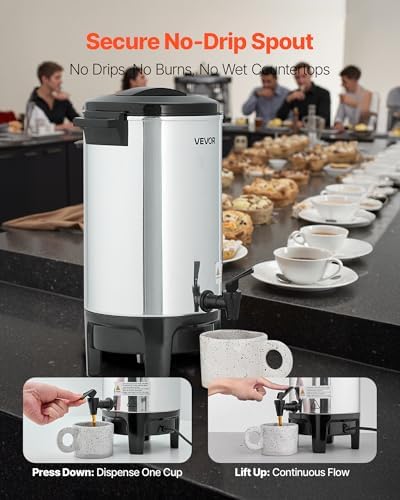 VEVOR Commercial Coffee Urn, 40 Cup 6 L Hot Beverage Dispenser with Dripless Faucet, Quick-Brewing Commercial Coffee Maker, Automatic Temperature Control, for Catering, Party, Church & Restaurant - Image 5