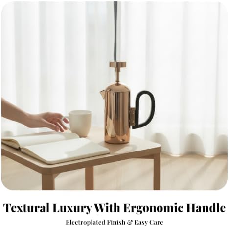Easy to Clean Stainless Metal Carafe Figurine | Sleek Modern Decoration, Coffee Kettle Statue with D Shaped Handle, Polished, for Displaying, Gold, Kettle - Image 6