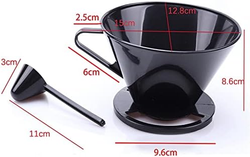 Coffee Filters Reusable Plastic Coffee Cone Filter Holder Maker Pour Over Cup Dripper Mesh Strainer with Measuring Spoon - Image 2