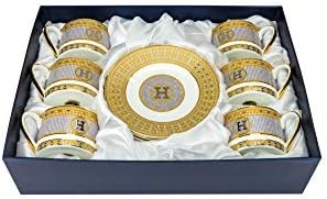 Imperial I12-620, Porcelain Tea Set for 6, 6 Teacups (8 Oz) and 6 saucers (6'' Dia), Mosaic Designed Bone China Tea Party Set, Wedding Gift by Unknown