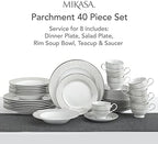 Mikasa Parchment 40-Piece Dinnerware Set, Service for 8, Durable Porcelain Plates, Bowls, and Mugs with Contemporary Design, Dishwasher Safe - Image 4