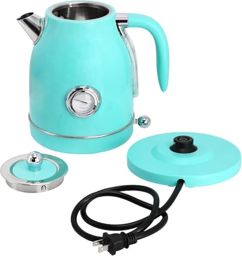 1.8 Quart Electric Tea Kettle and 2 Slice Toaster Combo, Retro Kitchen Appliance Set with Adjustable Browning and Water Temperature Gauge (Turquoise) - Image 3