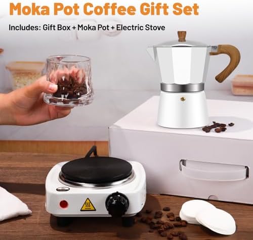 2-in-1 Aluminum Moka Pot Set with Electric Stove Classic - Image 4