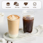 18 oz Round Bottom Clear Plastic Cups with Strawless Sip Lids, 100 Pack - Image 3