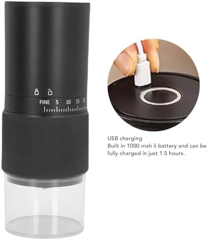 ZJchao Portable Electric Coffee Grinder Adjustable Ceramic Conical Burr, with Built in Battery for Home Travel Camping Office - Image 6