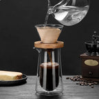 13oz Double Wall Glass Pour Over Coffee Maker Set,Plastic Free Borosilicate Glass Drip Coffee Maker,400ML Portable Mini Single Serve Hand Brew Coffee Pot for Home Office Camping,Ideal Coffee Gift - Image 6