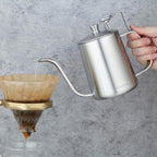 Easyworkz Gage Gooseneck Pour Over Coffee Kettle 20 oz with Thermometer, Silver, Bundled with Easyworkz Stainless Steel Espresso Cup 2pcs Set Double Wall Insulated Metal Demitasse Cups (Black, 5 oz) - Image 3