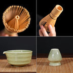 4PCS Matcha Tea Whisk Set, Tea Steeper Stirring Matcha Kits, Handmade from 100% Natural Bamboo Matcha Whisk (Chasen), Ceramic Matcha Bowl with Spout, Ceramic Whisk Holder, Scoop - Image 3