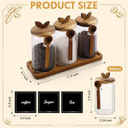 Suclain 3 Sets Glass Coffee Sugar Tea Canister Airtight with Lid - Image 2
