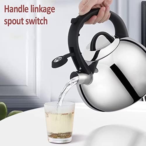 Tea Kettle Stovetop Stainless Steel Whistling Kettle 3L Hot Water Boiler Kettle Kitchen Stovetop Hot Kettle Tea Kettle Pour Over Kettle - Image 4